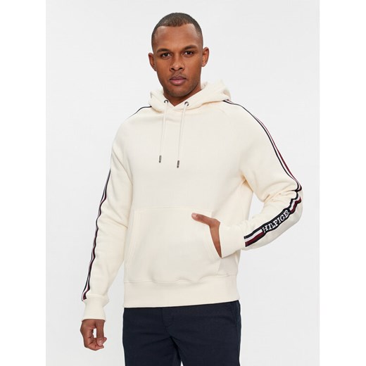 Tommy Hilfiger Bluza Global Stripe MW0MW33659 Beżowy Regular Fit ze sklepu MODIVO w kategorii Bluzy męskie - zdjęcie 182653332