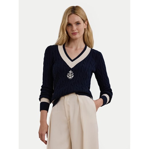 LAUREN RALPH LAUREN Sweter 200957479002 Granatowy Regular Fit XS MODIVO
