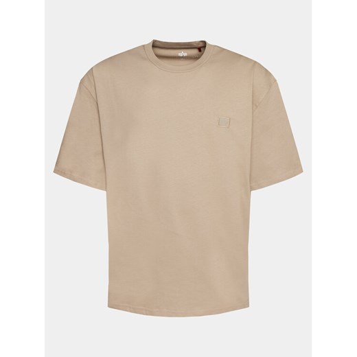 Alpha Industries T-Shirt Essentials 146504 Beżowy Relaxed Fit ze sklepu MODIVO w kategorii T-shirty męskie - zdjęcie 182653433