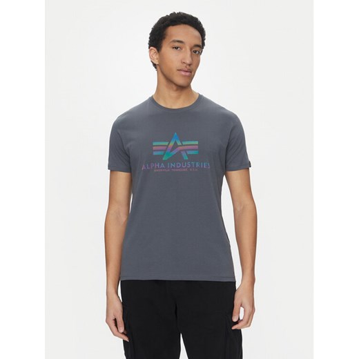 Alpha Industries T-Shirt Basic 100501 Szary Regular Fit ze sklepu MODIVO w kategorii T-shirty męskie - zdjęcie 182653711