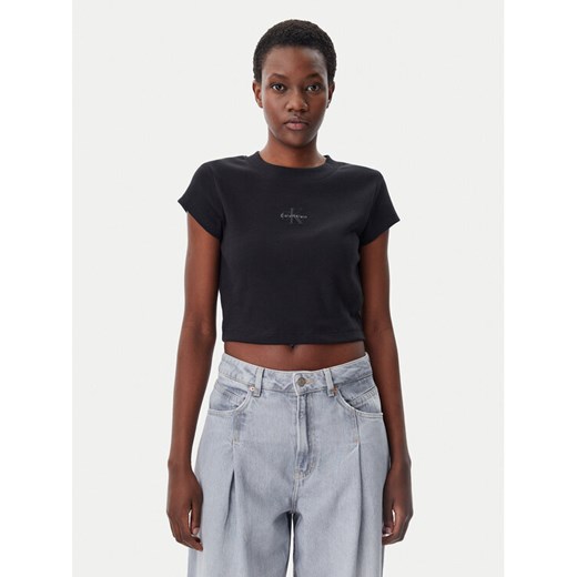 Calvin Klein Jeans T-Shirt LV047AB802 Czarny Regular Fit ze sklepu MODIVO w kategorii Bluzki damskie - zdjęcie 182653751