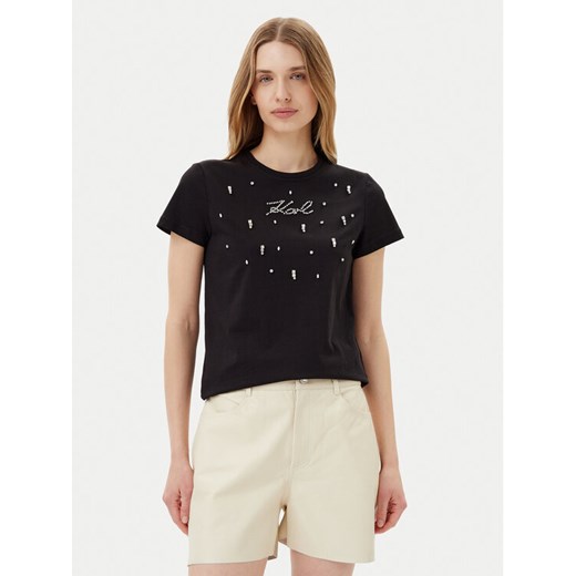 KARL LAGERFELD T-Shirt A2W17120 Czarny Regular Fit ze sklepu MODIVO w kategorii Bluzki damskie - zdjęcie 182653823