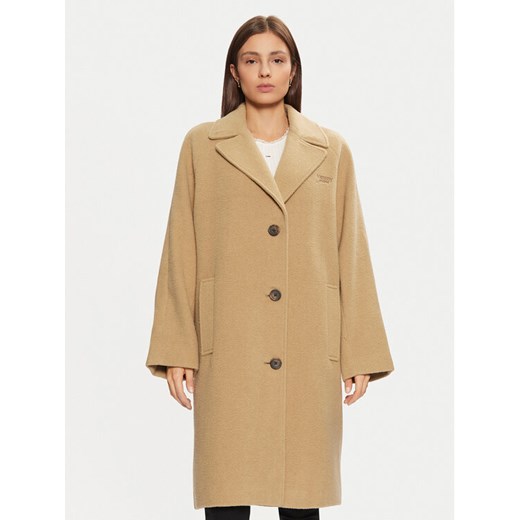 Tommy Jeans Płaszcz wełniany DW0DW20166 Beżowy Regular Fit ze sklepu MODIVO w kategorii Płaszcze damskie - zdjęcie 182653842