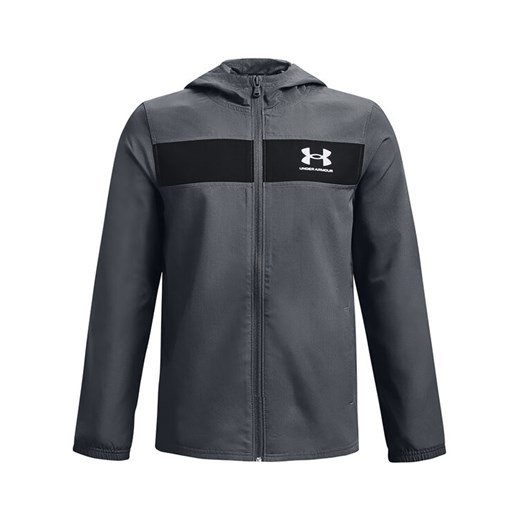 Under Armour Kurtka przejściowa UA SPORTSTYLE WINDBREAKER 1370183 Szary Regular Fit ze sklepu MODIVO w kategorii Kurtki chłopięce - zdjęcie 182653863