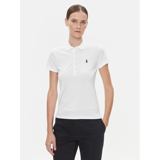 Polo Ralph Lauren Polo 211870245001 Biały Slim Fit ze sklepu MODIVO w kategorii Bluzki damskie - zdjęcie 182653893
