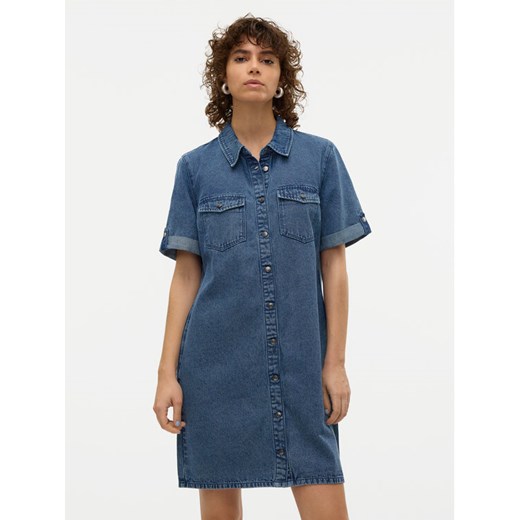 Vero Moda Sukienka jeansowa Jennie 10309665 Niebieski Regular Fit ze sklepu MODIVO w kategorii Sukienki - zdjęcie 182654054