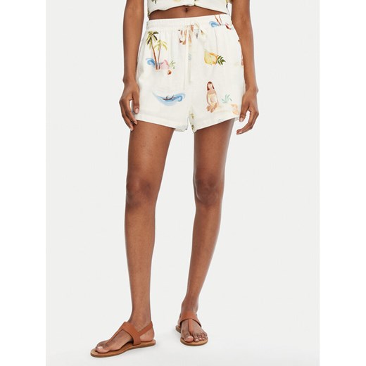 Seafolly Szorty materiałowe Isla Palm 55401-SH Écru Regular Fit ze sklepu MODIVO w kategorii Szorty - zdjęcie 182654402