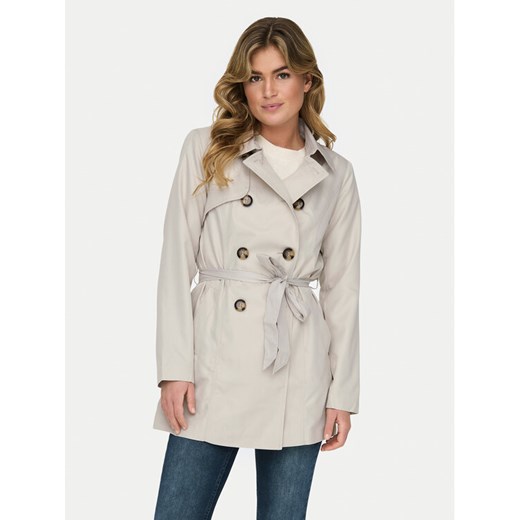 ONLY Trencz Valerie 15191821 Beżowy Regular Fit ze sklepu MODIVO w kategorii Płaszcze damskie - zdjęcie 182654444
