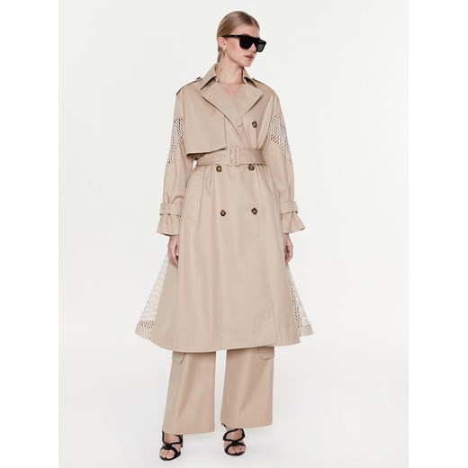 MSGM Trencz 3441MDC04Y 237104 Beżowy Regular Fit ze sklepu MODIVO w kategorii Płaszcze damskie - zdjęcie 182654461