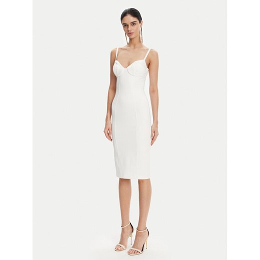 Elisabetta Franchi Sukienka koktajlowa AB-702-51E2 Biały Regular Fit ze sklepu MODIVO w kategorii Sukienki - zdjęcie 182654493