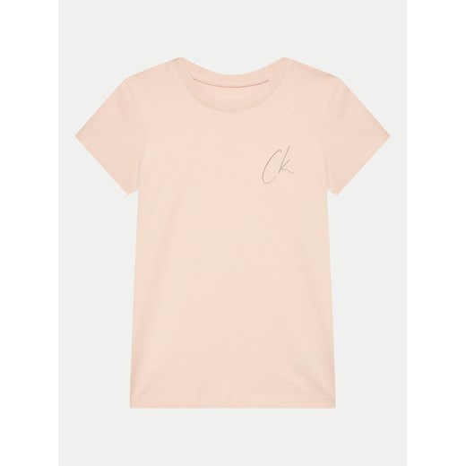 Calvin Klein Jeans T-Shirt Signage IG0IG02624 Różowy Slim Fit ze sklepu MODIVO w kategorii Bluzki dziewczęce - zdjęcie 182654503