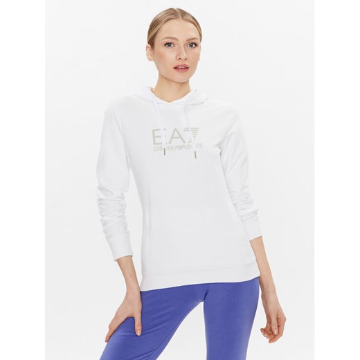 EA7 Emporio Armani Bluza 8NTM36 TJCQZ 0101 Biały Regular Fit ze sklepu MODIVO w kategorii Bluzy damskie - zdjęcie 182654720