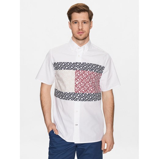 Tommy Hilfiger Koszula Monogram Blocking MW0MW30628 Biały Regular Fit ze sklepu MODIVO w kategorii Koszule męskie - zdjęcie 182654921