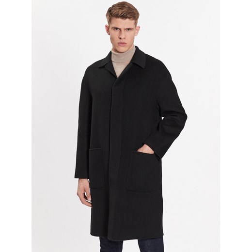 Calvin Klein Płaszcz wełniany K10K111601 Czarny Regular Fit ze sklepu MODIVO w kategorii Płaszcze męskie - zdjęcie 182655060