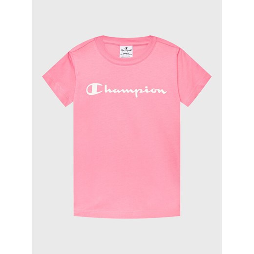 Champion T-Shirt 404541 Różowy Regular Fit ze sklepu MODIVO w kategorii Bluzki dziewczęce - zdjęcie 182655300
