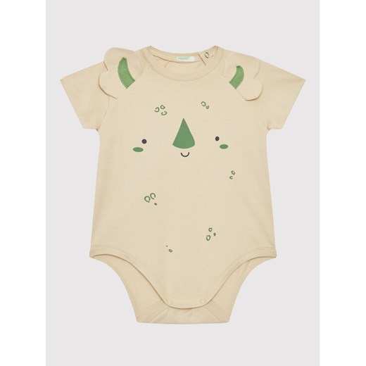 United Colors Of Benetton Body dziecięce 3P4ZAB001 Beżowy Regular Fit ze sklepu MODIVO w kategorii Body niemowlęce - zdjęcie 182655361