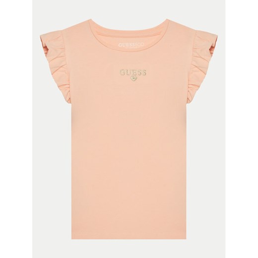 Guess T-Shirt K5RI26 K6YW4 Koralowy Regular Fit ze sklepu MODIVO w kategorii Bluzki dziewczęce - zdjęcie 182655430