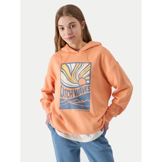 4F Bluza 4FJWSS24TSWSM0935 Pomarańczowy Regular Fit ze sklepu MODIVO w kategorii Bluzy dziewczęce - zdjęcie 182655472