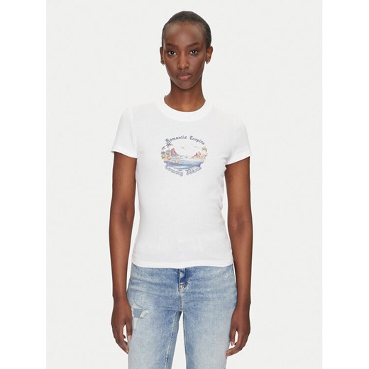Tommy Jeans T-Shirt Romance DW0DW21342 Écru Slim Fit ze sklepu MODIVO w kategorii Bluzki damskie - zdjęcie 182655671