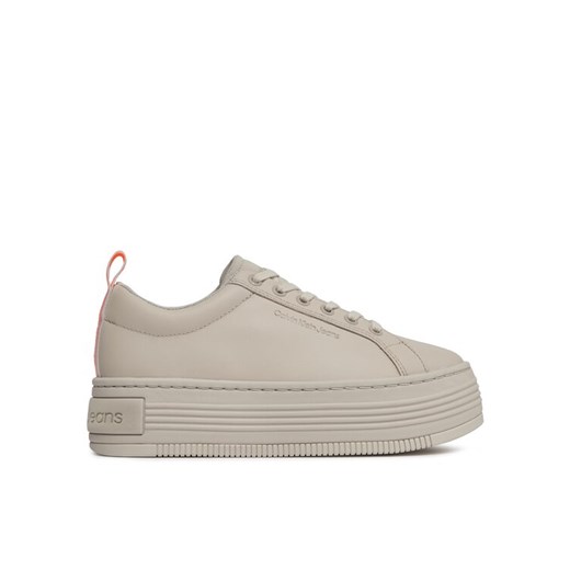 Calvin Klein Jeans Sneakersy Bold Flatf Low Laceup Lth In Lum YW0YW01309 Beżowy 41 MODIVO
