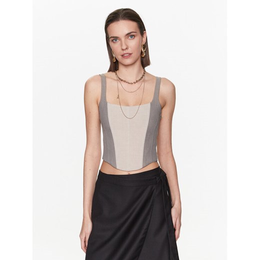 Patrizia Pepe Top 8C0589/A215-F1PZ Beżowy Slim Fit ze sklepu MODIVO w kategorii Bluzki damskie - zdjęcie 182655880