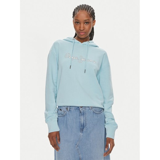 Pepe Jeans Bluza Lana Hoodie PL581440 Niebieski Regular Fit ze sklepu MODIVO w kategorii Bluzy damskie - zdjęcie 182655901