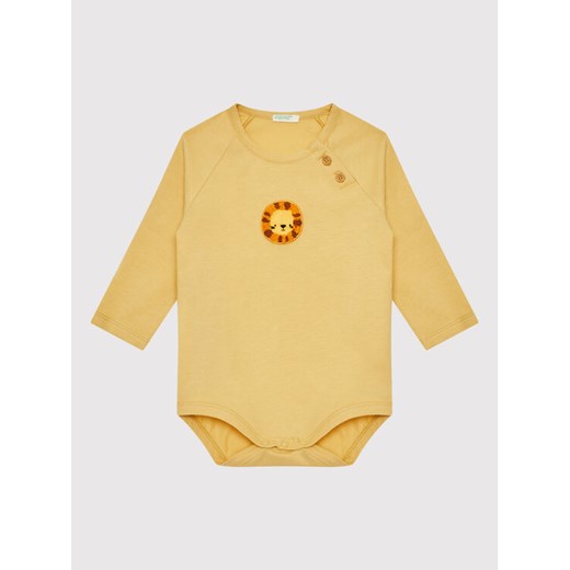 United Colors Of Benetton Body dziecięce 3ATNAB007 Żółty Regular Fit ze sklepu MODIVO w kategorii Body niemowlęce - zdjęcie 182655961
