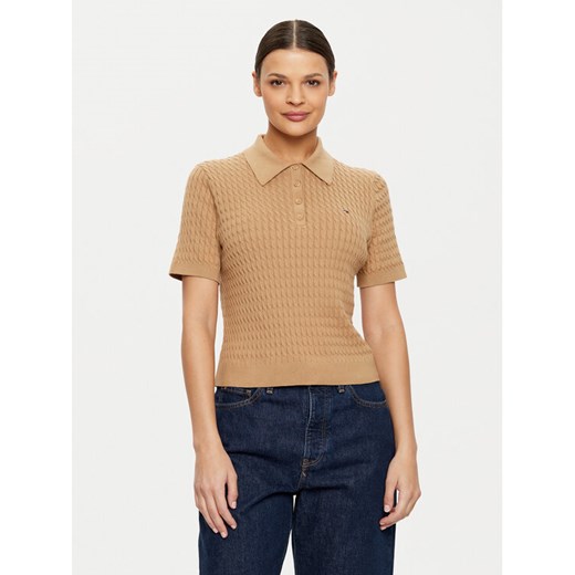 Tommy Hilfiger Sweter WW0WW43957 Beżowy Regular Fit ze sklepu MODIVO w kategorii Swetry damskie - zdjęcie 182656223