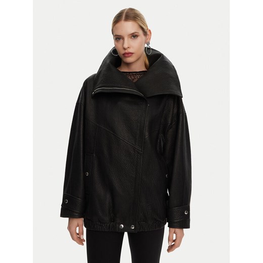 Dolce&Gabbana Kurtka skórzana F9S01L HULVN Czarny Oversize ze sklepu MODIVO w kategorii Kurtki damskie - zdjęcie 182656252