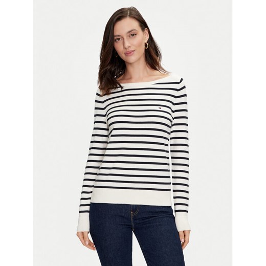 Tommy Hilfiger Sweter WW0WW40099 Écru Regular Fit ze sklepu MODIVO w kategorii Swetry damskie - zdjęcie 182656300