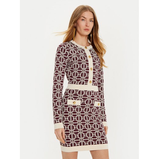 Elisabetta Franchi Sukienka dzianinowa AM-31B-47E2-V440 Bordowy Slim Fit ze sklepu MODIVO w kategorii Sukienki - zdjęcie 182656310