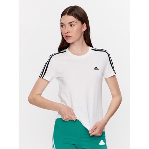 adidas T-Shirt Essentials Slim 3-Stripes T-Shirt GL0783 Biały Slim Fit S MODIVO