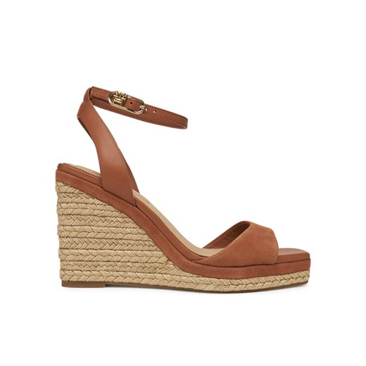 Tommy Hilfiger Espadryle Leather & Suede High Wedge Espad FW0FW08803 Brązowy ze sklepu MODIVO w kategorii Espadryle damskie - zdjęcie 182656523