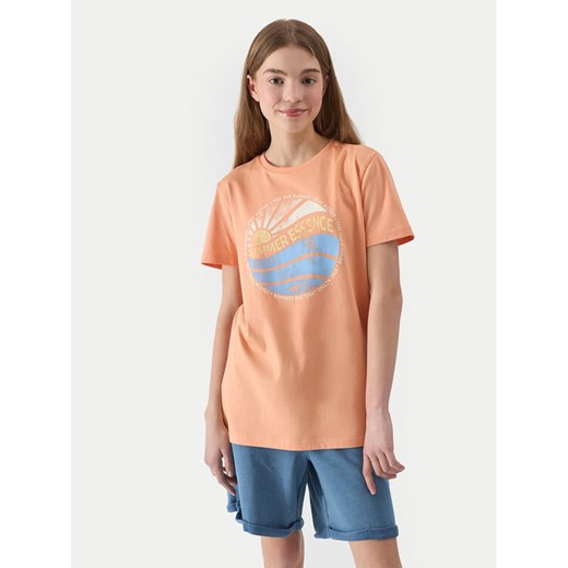 4F T-Shirt 4FJWSS24TTSHM1135 Pomarańczowy Regular Fit ze sklepu MODIVO w kategorii Bluzki dziewczęce - zdjęcie 182656553