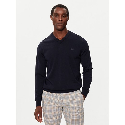Lacoste Sweter AH1990 Granatowy Regular Fit ze sklepu MODIVO w kategorii Swetry męskie - zdjęcie 182656723