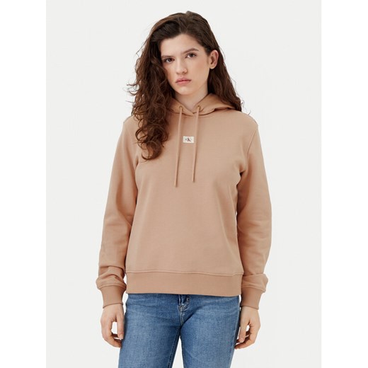 Calvin Klein Jeans Bluza J20J225085 Beżowy Regular Fit ze sklepu MODIVO w kategorii Bluzy damskie - zdjęcie 182657182
