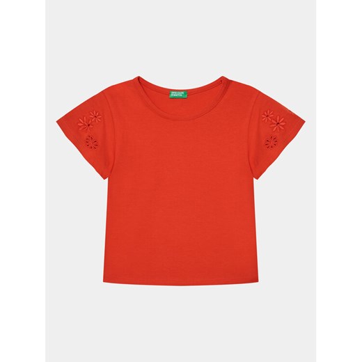 United Colors Of Benetton T-Shirt 3P4ZC10I4 Czerwony Slim Fit ze sklepu MODIVO w kategorii Bluzki dziewczęce - zdjęcie 182657273