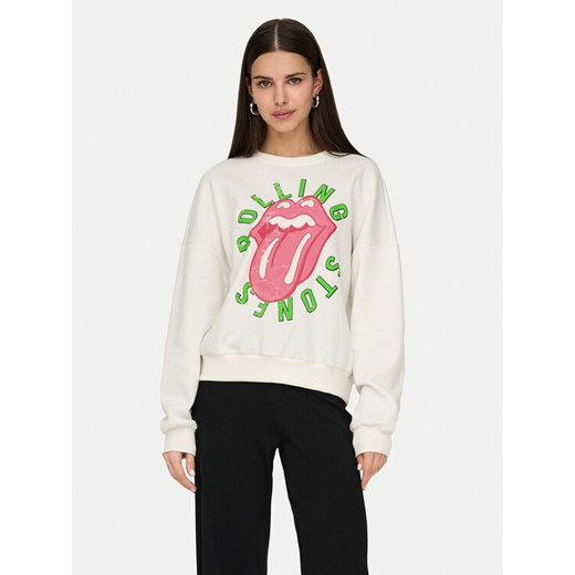ONLY Bluza Rolling Stones 15345927 Biały Regular Fit ze sklepu MODIVO w kategorii Bluzy damskie - zdjęcie 182657390