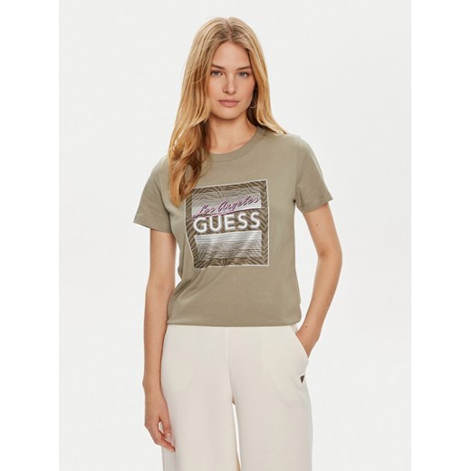 Guess T-Shirt W4YI17 I3Z14 Zielony Regular Fit ze sklepu MODIVO w kategorii Bluzki damskie - zdjęcie 182657460