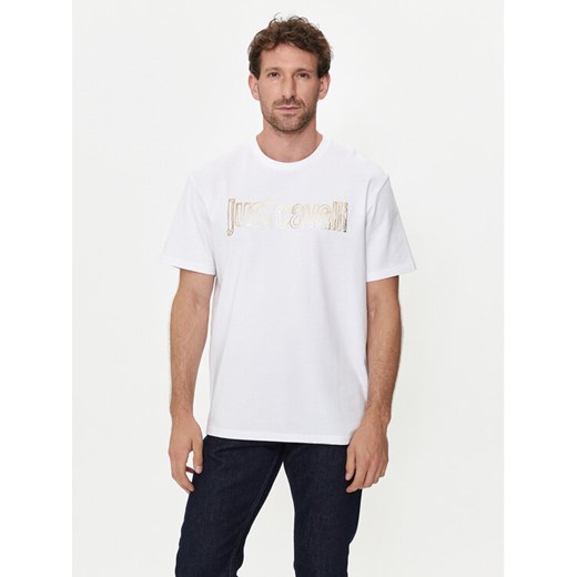 Just Cavalli T-Shirt 76OAHG15 Biały Regular Fit ze sklepu MODIVO w kategorii T-shirty męskie - zdjęcie 182657552