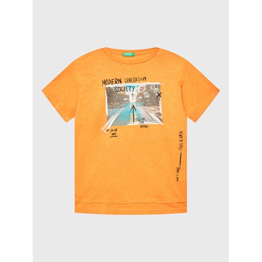 United Colors Of Benetton T-Shirt 3BR4C10AD Pomarańczowy Regular Fit ze sklepu MODIVO w kategorii T-shirty chłopięce - zdjęcie 182657630