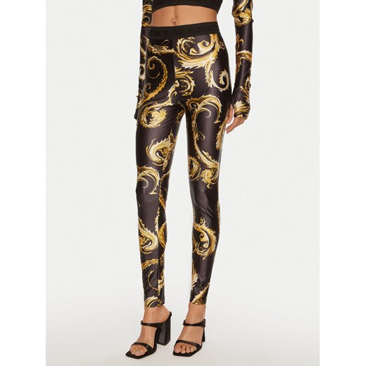 Versace Jeans Couture Legginsy 77HAC101 JS360 Czarny Slim Fit ze sklepu MODIVO w kategorii Spodnie damskie - zdjęcie 182657684