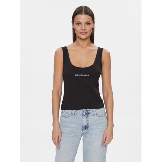 Calvin Klein Jeans Top Institutional J20J221064 Czarny Slim Fit ze sklepu MODIVO w kategorii Bluzki damskie - zdjęcie 182657730