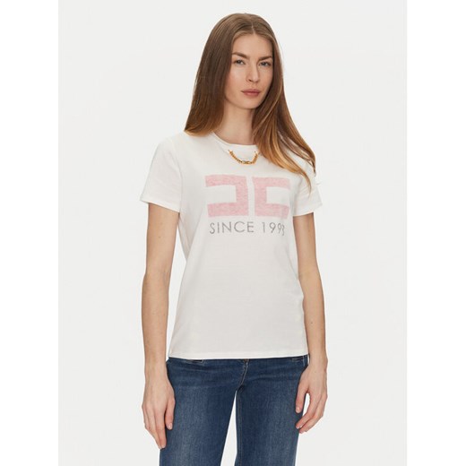 Elisabetta Franchi T-Shirt MA-033-51E2-V180 Biały Regular Fit ze sklepu MODIVO w kategorii Bluzki damskie - zdjęcie 182657783