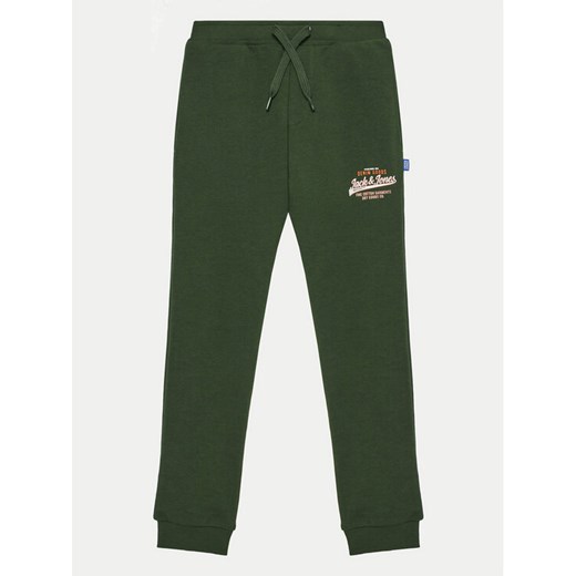 Jack&Jones Junior Spodnie dresowe Logo 12258851 Zielony Slim Fit ze sklepu MODIVO w kategorii Spodnie chłopięce - zdjęcie 182657811
