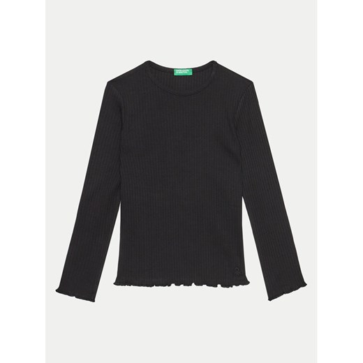 United Colors Of Benetton Bluzka 3F1AC10LI Czarny Slim Fit ze sklepu MODIVO w kategorii Bluzki dziewczęce - zdjęcie 182658011