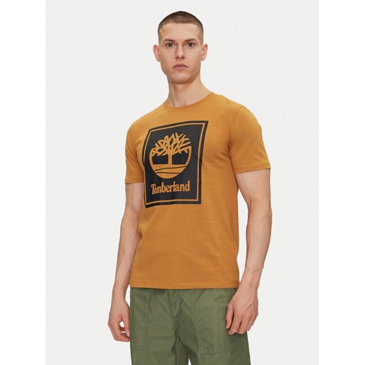 Timberland T-Shirt TB0A5WQQ Beżowy Regular Fit ze sklepu MODIVO w kategorii T-shirty męskie - zdjęcie 182658064