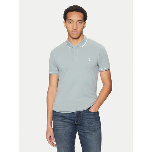 Calvin Klein Jeans Polo J30J315603 Niebieski Slim Fit ze sklepu MODIVO w kategorii T-shirty męskie - zdjęcie 182658261