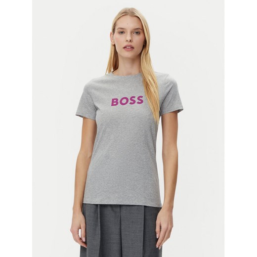 BOSS T-Shirt C_Elogo_5 50501139 Szary Regular Fit ze sklepu MODIVO w kategorii Bluzki damskie - zdjęcie 182658282