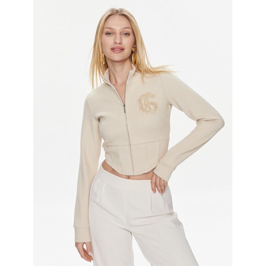 Guess Bluza Ls Mariah Croset Top W4RQ22 KC360 Beżowy Regular Fit ze sklepu MODIVO w kategorii Bluzy damskie - zdjęcie 182658420
